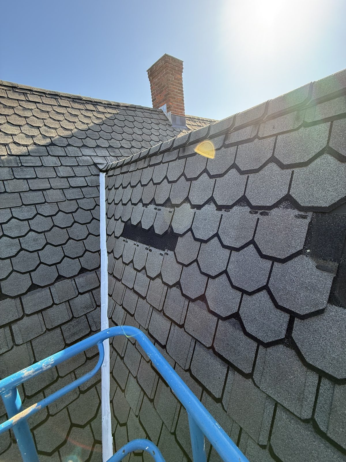 New GAF Camelot designer shingles woven into an existing Camelot roof field